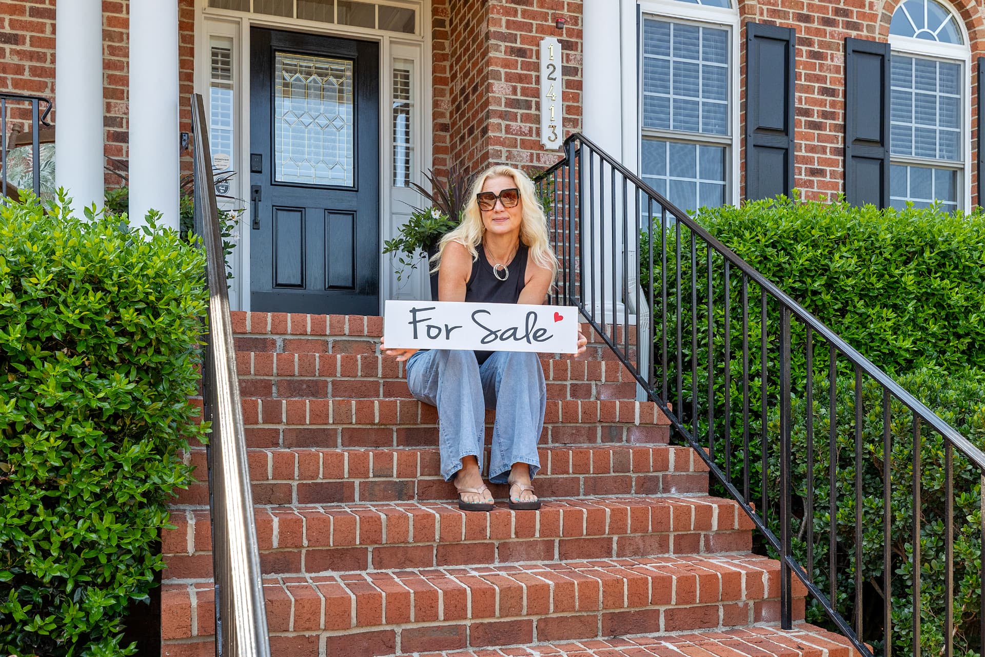 Carole Langheim on a tree-lined North Raleigh street